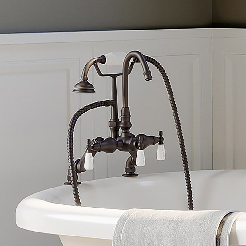 Cambridge Plumbing Triple Handle Deck Mount Clawfoot Tub Faucet with